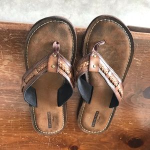 Clarks leather slip on sandals